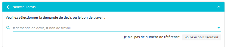 page d'ajout d'un nouveau devis sur DRA