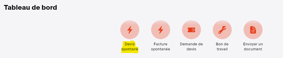 Dashboard devis spontané