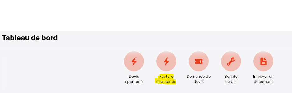 Facture spontanée depuis le dashboard